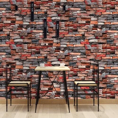 3D Brick Stone Contact Paper Wallpaper Peel Stick Wall Paper Self-Adhesive Waterproof Decorative For Bedroom Countertop Cabinet