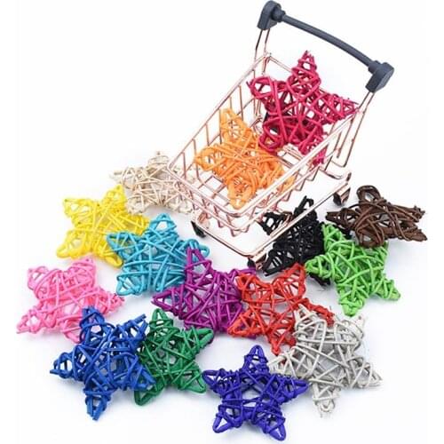 5PCS Colorful Rattan Star Creative Rattan Ornament Rattan Decoration For Christmas Birthday Party Home Wedding Party Decor