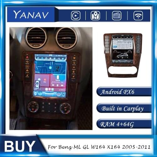 Car Radio Android 2 Din Stereo Receiver For Benz ML GL W164 X164 2005-2011 GPS Navigation Multimedia MP3 Player Built in Carplay