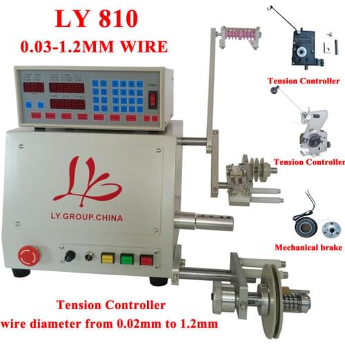 LY 810 Automatic Coil Winder Winding Machine New Computer C Control for 0.03-1.2mm Wire 400W with damping Tensioner and Brake