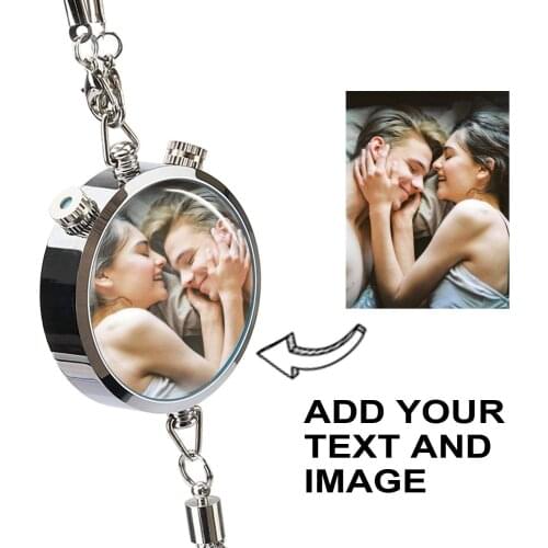 Customized Car Air Freshener Perfume Box Pendant with Photo/Text Personalized Car Accessories Rear View Mirror Charm Fragrance