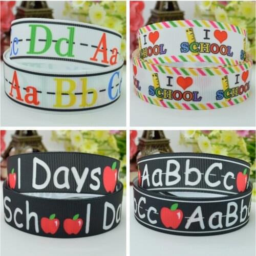 10 Yards 22mm 7/8" School Day ABC I love school Printed grosgrain ribbon hair bow Headwear DIY hair accessories retail B0929