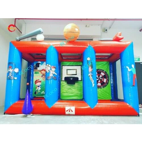 Free shipping to door,3 in 1 inflatable carnival games,5x3m outdoor durable inflatable baseball basketball toss games