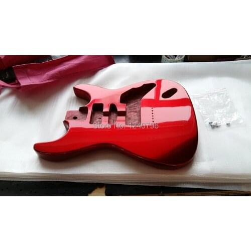 Free shipping new single wave electric guitar basswood body in red+foam box 2104