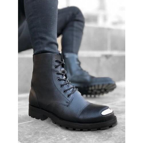 BA0092 Waterproof Laced Ironman Tip Chalybeate Zipper Black Male Sports Postal Boat