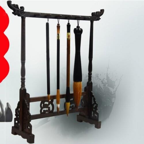 12pin Wooden Calligraphy Drawing Kanji Brush Pen Hanger Brush Holder