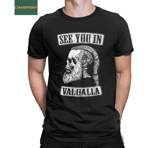 Viking See You In Valhalla Exclusive Mens T Shirt Hipster Tee Shirt Short Sleeve Crewneck T-Shirt Cotton 4XL 5XL Tops