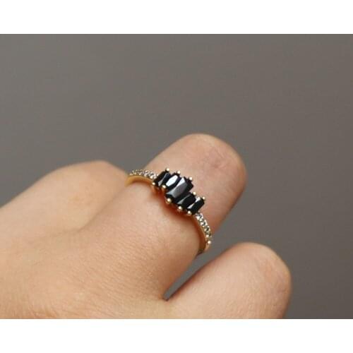 Elegant Gold Color Micro Pave CZ Opening Ring Fashion Gothic Red Black Zircon Adjustable Finger Jewelry Accessories