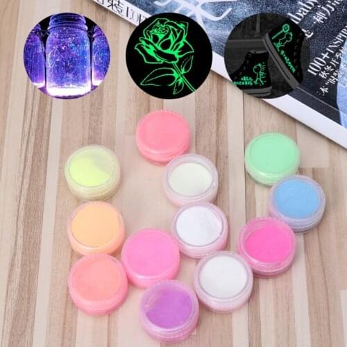 12 Colors Fluorescent Super Bright Glow-in-the-Dark Powder Pigment DIY Jewelry E56C