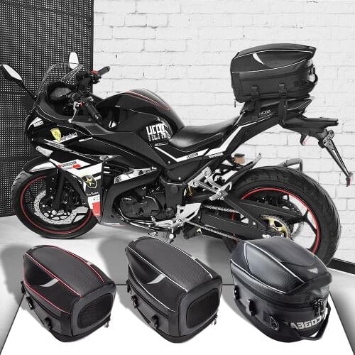 Motorcycle Tail Bag Black Motorbike Waterproof Tail Travel Rider Luggage Rear Back Seat Bag Large Capacity Saddle Bag