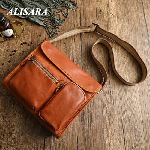 Bag for men Take a mens bag Shoulder Messenger Bag Crossbody Vintage bag Personality and practical, durable, true cow leather