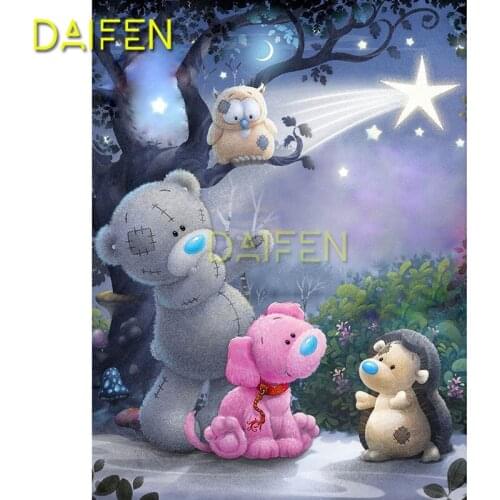 5 DIY Diamond painting Cross stitch Full Square Diamond mosaic cartoon ill bear pink dog owl moon Full Round Diamond embroidery