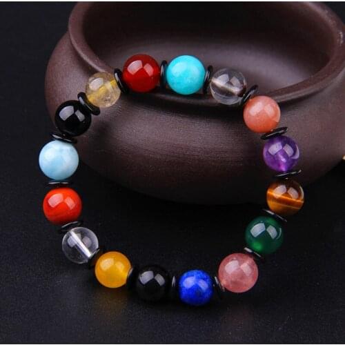 The new pure natural multi-treasure bracelet South red lapis lazuli green ghost gold crystal Tianhe stone amethyst bracelet
