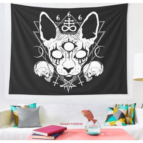 Very satanic black metal sphynx cat tapestry Wall Tapestry Wall Hanging Wall Decor Blanket Bedding Curtain Throw