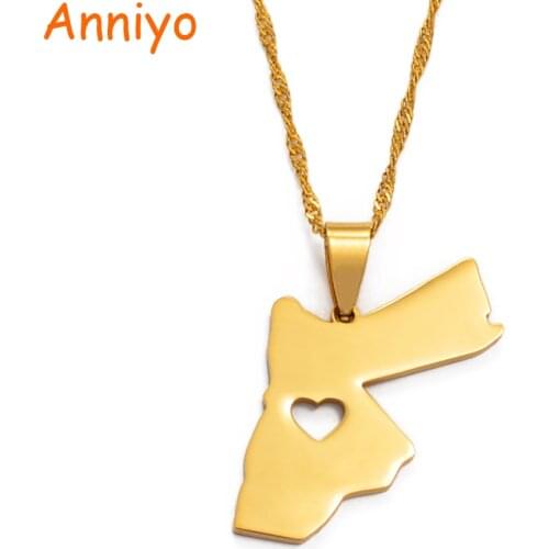 Anniyo The Hashemite Kingdom of Jordan Pendant Necklace for Women/Men Gold Color Jewelry Gift #005621