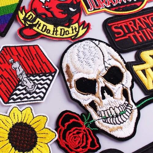 Hippie Punk Patch Embroidered Patches For Clothing Stranger Things Sesame Street Iron On Patch Jurassic Park Patches For Jacket
