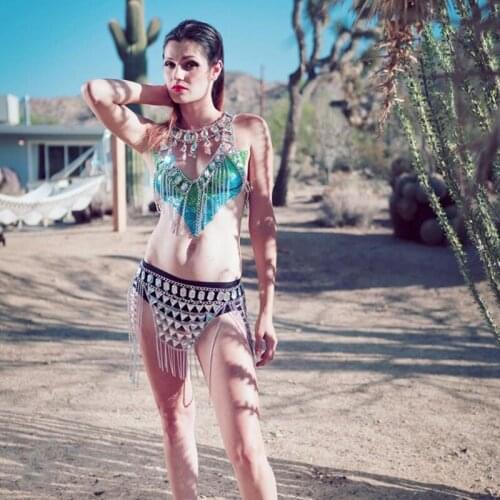 Sexy Tassel Rhinestone Body Chain Halter Sling Harness Bra For Women Luxurious Shiny Crystal Lingerie Jewelry Bikini Chain Skirt