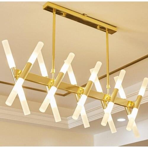 Modern minimalist dining chandelier Rectangular living room LED lighting Creative personality art LED lights led lighting lamps