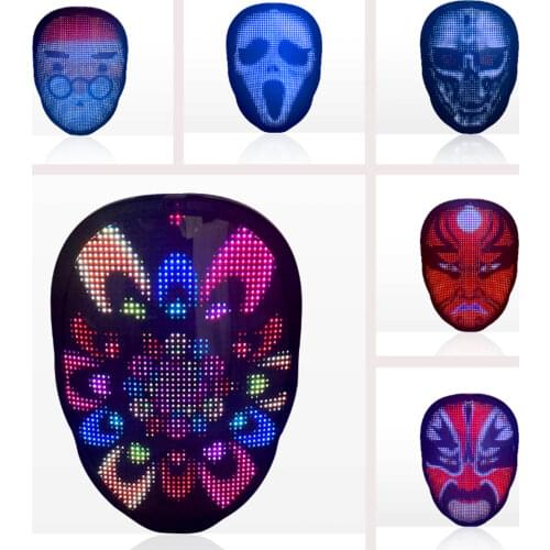 LED Glowing Toy Luminous Mask Cellphone APP Operated DIY Words Change Face Party Costume Dress Up Masquerade