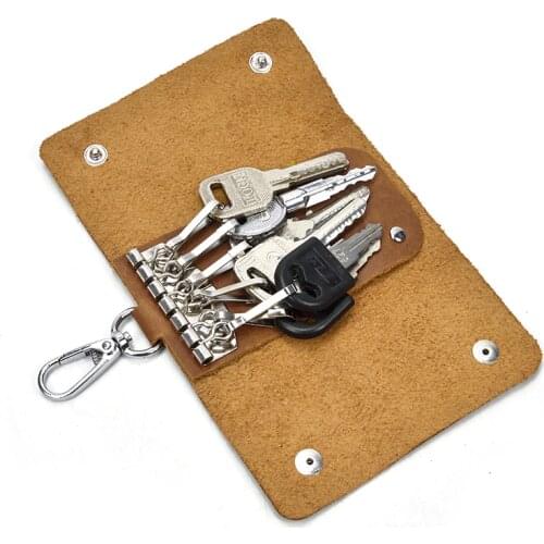 Vintage Crazy Horse Genuine Leather Keychain Men Women Key Holder Cow Split Car Key Bag Wallet Housekeeper Key Case wallets