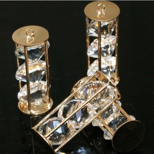 High grade crystal pendant gold-color copper plated arc cube cage 18x44mm women diy chain necklace accessories jewelry 2pcs B884