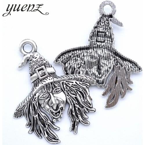 YuenZ 2pcs Antique Silver Plated wizard Handmade Charms Pendant:DIY for bracelet necklace 58*48mm I1118