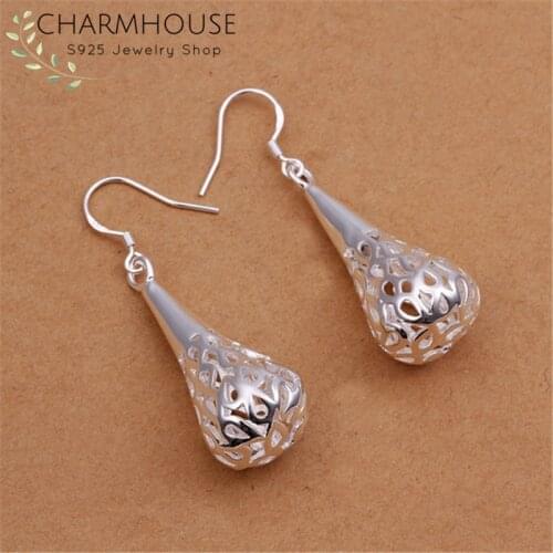 Charmhouse Silver Earrings For Women S925 Sterling Silver Jewelry Hollow Waterdrop Earing Brincos Femme Pendientes Wedding Gifts