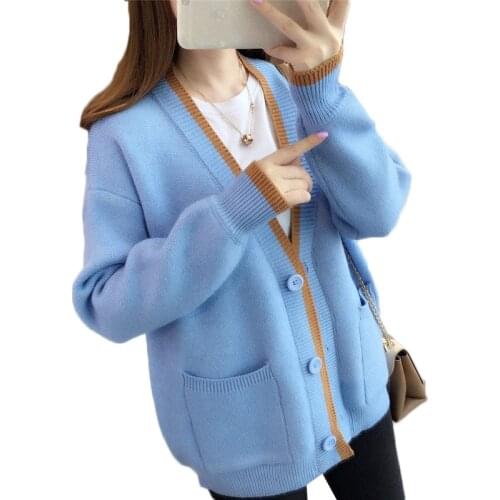 Cardigan Sweater Womens Autumn Winter New Loose Long Sleeve Womens Knitted Jacket Sweaters Oversize Casual Cardigan Femme Y486