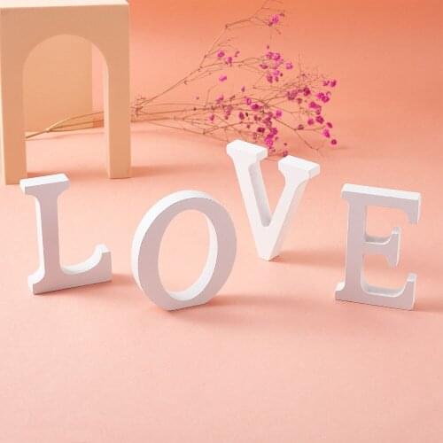 1 Set Wood Alphabet Ornaments White Wooden Blank Word Slice Unfinished Letter Cutouts Board for DIY Crafts Party Home Decoration