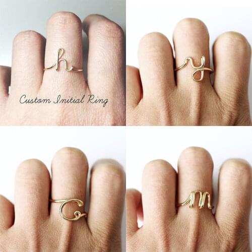 1pc Letters Initial Name Rings for Women Unisex Gold Color Geometric Alloy Creative Knuckle Name Finger Rings Jewelry Gift