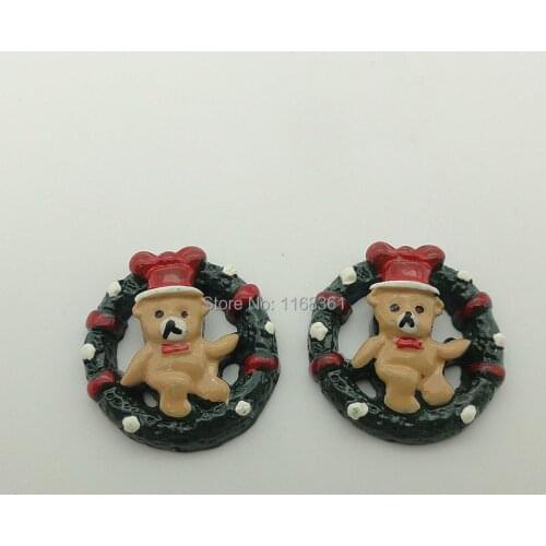 1pcs/lot resin flat back black circle Christmas bear 22mm Scrapbook Embellishment DIY Phone Decoration C112-10