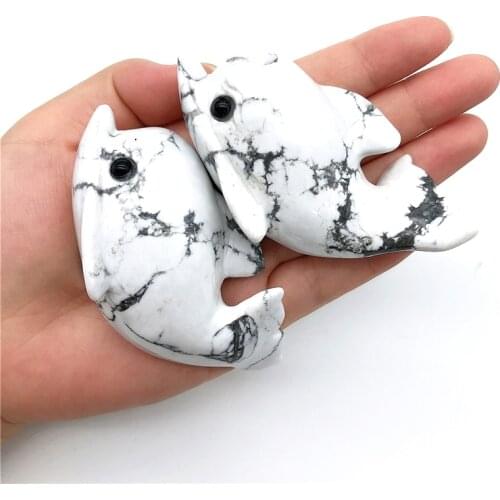 1PC Cute Natural Stone White Turquoise Dolphin Handmade Carved Animal Powerful Statue For Home Decoration Gift
