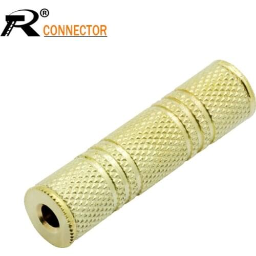 R Connector 1pc Gold plated straight 3.5mm Jack female connector earphone plug socket audio adapter reticulated tube
