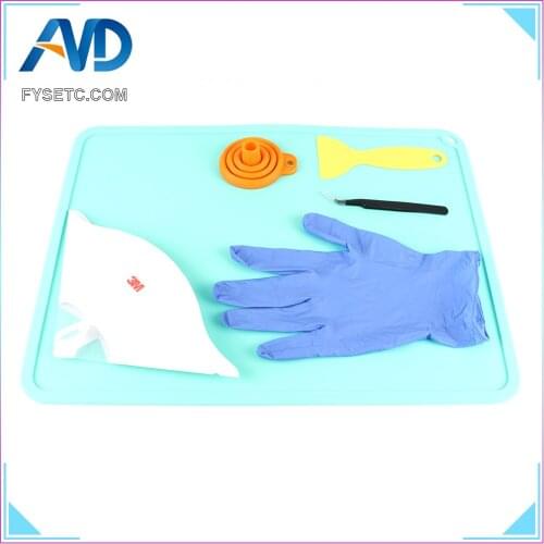 1x Silicone Slap Mat +1x Silicon Funnel Disposable Mat + 5x Filter Funnel +1x Tweezers Spade+10xgloves Tool Kit Set For DLP SLA