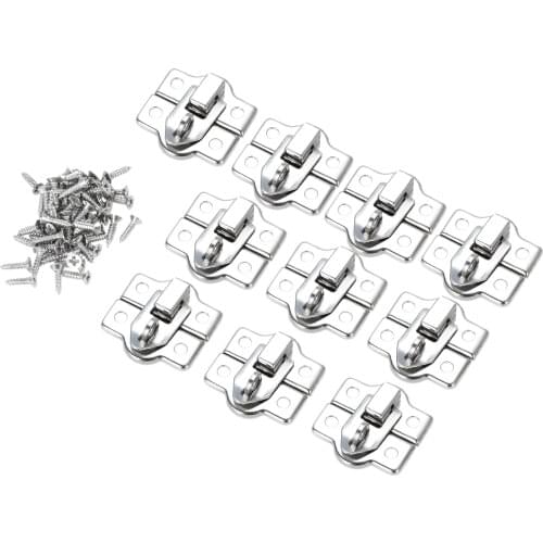 20/10pcs Silver Box Latch Lock Clasps Alloy Toggle Hasp Hook Lockable Jewelry Chest Gift Wine Wooden Box Case w/screws 26x28mm