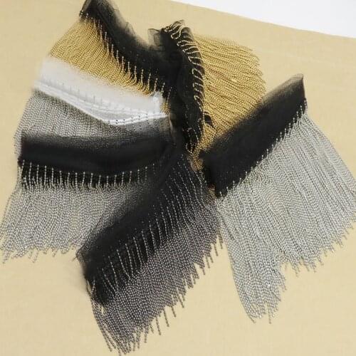 3meters Gold/ Silver/Black Metal Chain Tassel Tapes Accessary Lace Mesh Metal Tassel Trim for Shoes, Hat, Dance Clothes