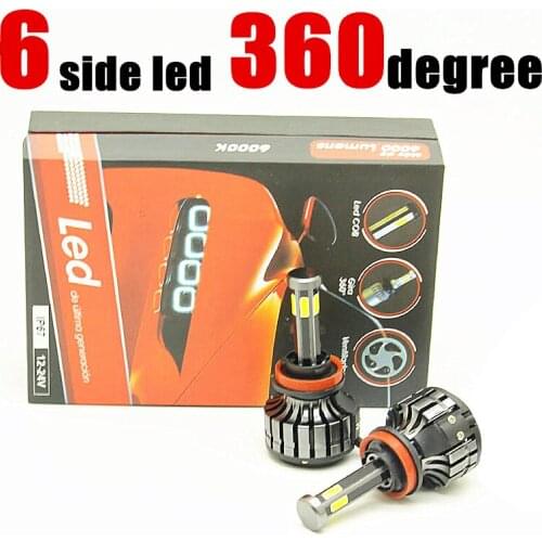 360 ° COB 6 Sides H11 H7 Led Car Headlights Bulbs 6000K H8 H1 HB3 9005 HB4 9006 55W 360 degree Automotive Fog Lights Auto Lamp