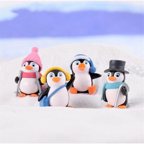4pcs/set DIY Mini Winter Penguin Toy Miniature Figurine for Children Gift Birthday Decoration