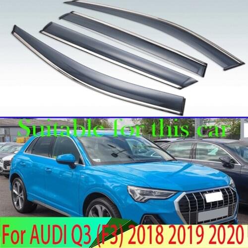 For AUDI Q3 (F3) 2018 2019+ Plastic Exterior Visor Vent Shades Window Sun Rain Guard Deflector 4pcs