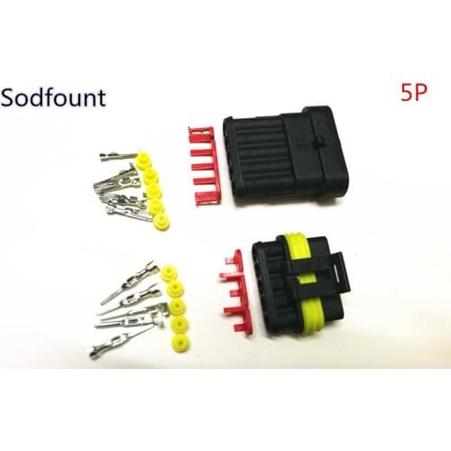 5 sets kit 5 Pin way Waterproof Electrical Wire Connector Plug for car shipping with registered