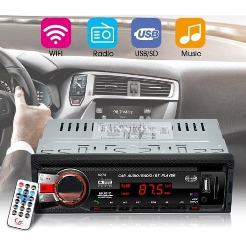 50Pcs/Lot Bluetooth Car In-Dash FM Stereo Audio Input Receiver SD USB MP3 Radio 8278 (Color: Black)