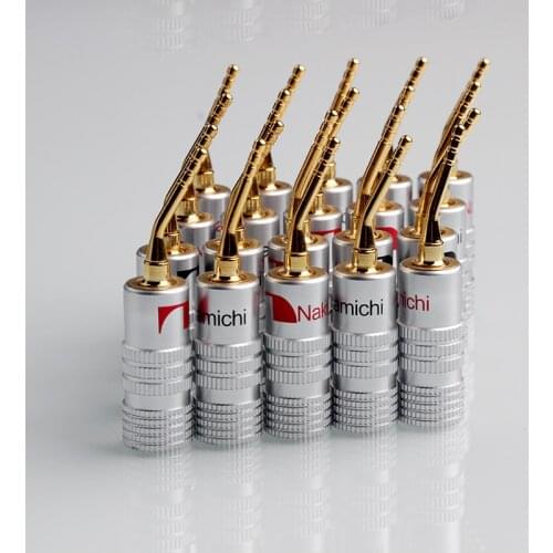 8PCS Nakamichi Pin Banana Plug Speaker Adapter 2mm Wire Connector Gold Plated