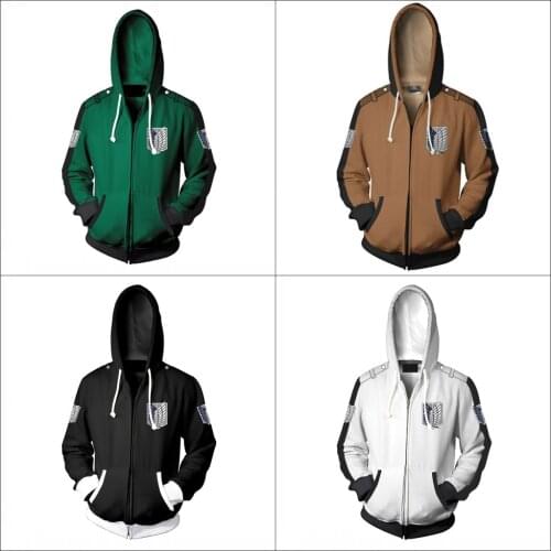 Anime Attack On Titan Cartoon hoodie Sweatshirts Shingeki no Kyojin Legion Eren 3D Print Zipper Jacket Women Men Hoodies Coat