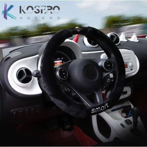 Car plush winter steering wheel cover keeps warm and non-slip For Mercedes-Benz smart 450 451 453 fortwo forfour