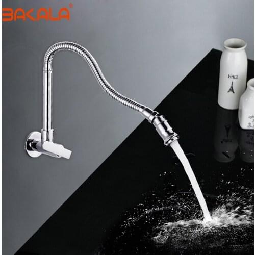 BAKALA In wall mounted brass kitchen faucet. fold expansion. DIY 360 degree rotation kitchen sink tap.Washing machine faucet