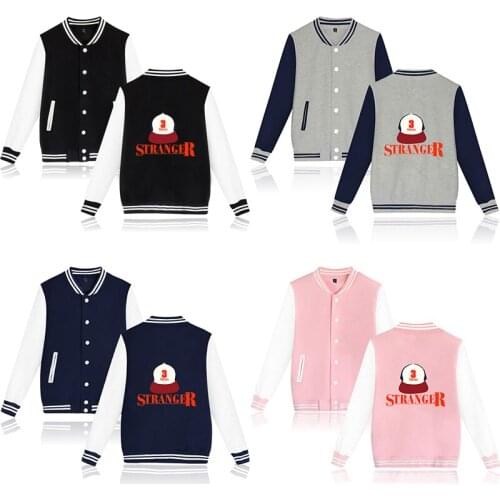 Stranger Things Baseball Jacket Fashion Hip Hop Men Women Hoodie Sweatshirts Coat Casual Long Sleeve Unisex Hoodies Jackets Tops