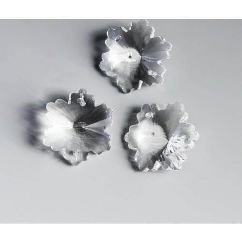 Camal 10pcs 14/30mm Clear Snowflower Loose Crystal Bead 2 Holes Chandelier Hanging Lamp Lighting Parts Suncatcher Curtain Party
