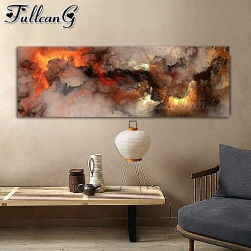 FULLCANG Orange White Smoke Texture Abstract diy 5d full square diamond embroidery large mosaic canvas painting decor FC3002