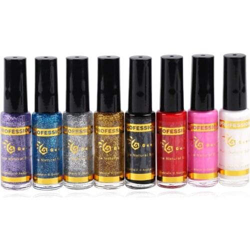 1Bottle Glitter Powder Line Gel Nail Art Polish Pen 8ml Thin Striper UV Gel Painting Decoration Shiny Manicure Accessories RF#6