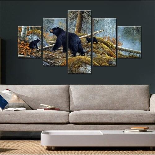 HD Print 5 Piece Bear Canvas Art Painting Animal Artwork Poster and Prints Picture Wall Art Modern Home Decor For Living Room